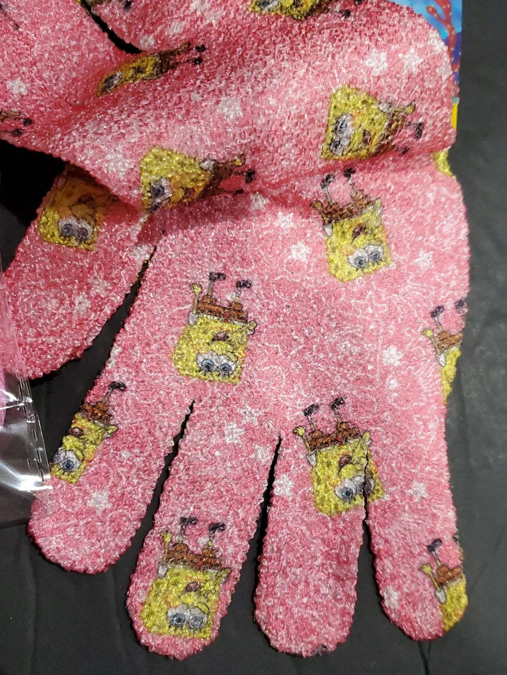 Nickelodeon's Spongebob squarepants exfoliating gloves and reusable makeup pads